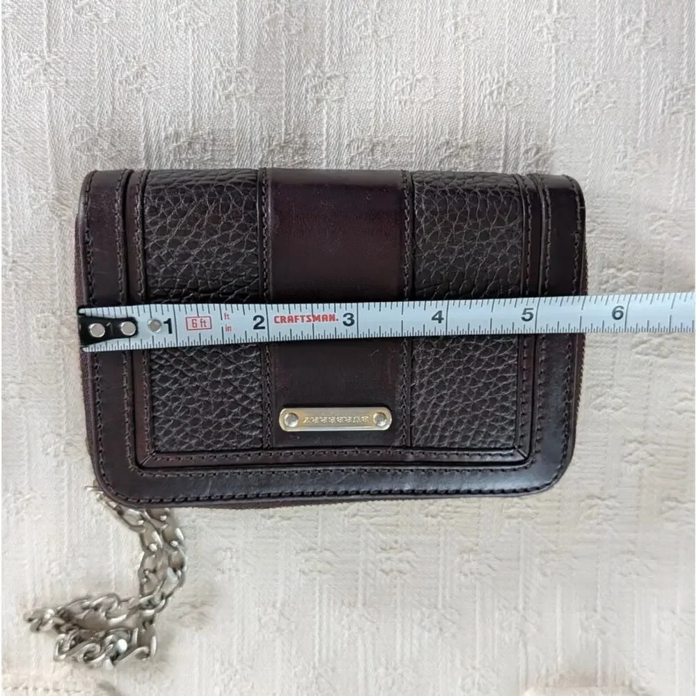 Burberry Vintage Leather Wallet with Chain Black Plaque Logo Bifold Rare